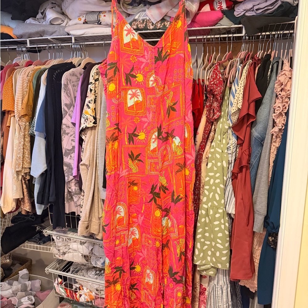 Old Navy Vibrant Pink Tropical Romper